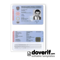 Austria identity card photoshop template PSD